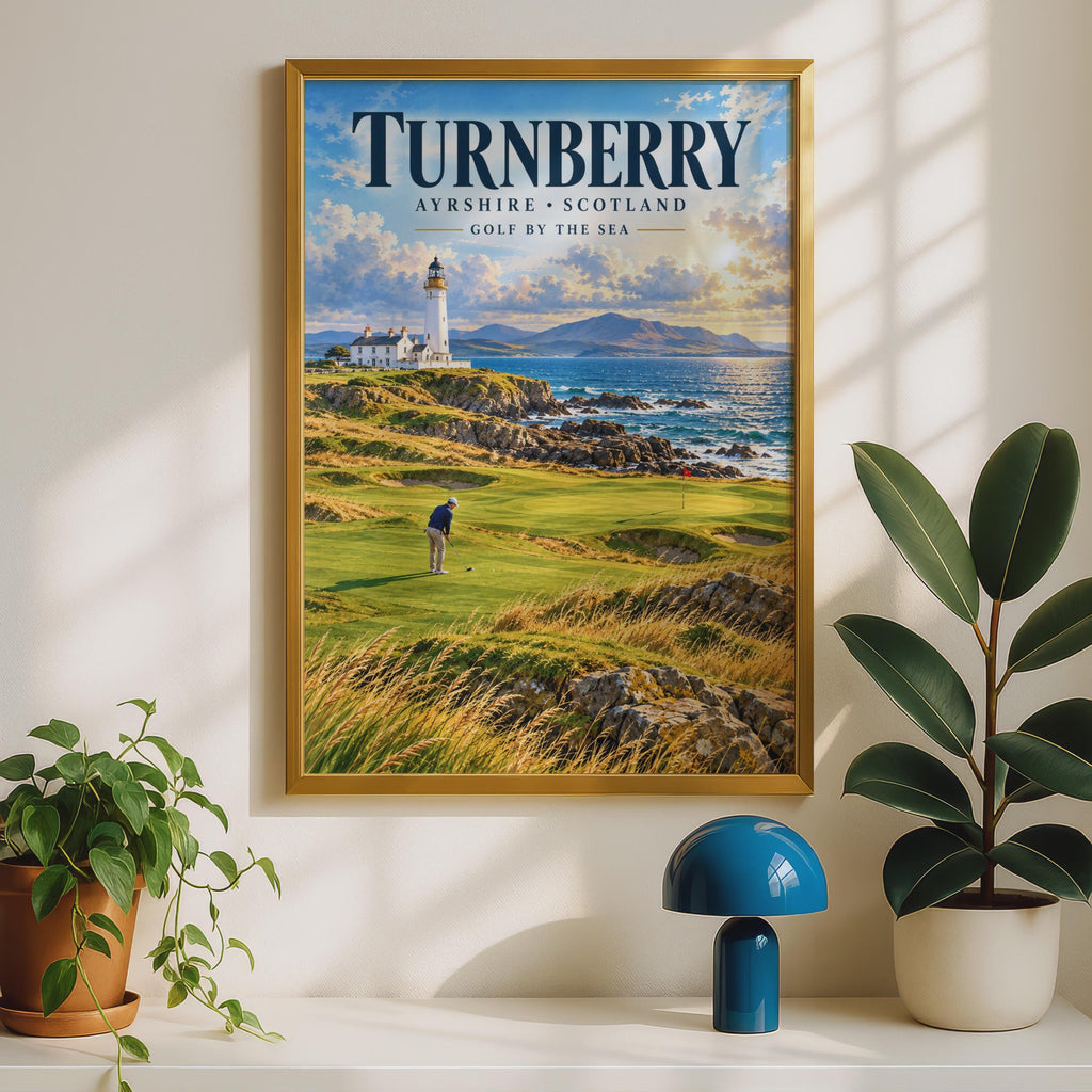 Turnberry Golf Course Poster, Ayrshire Scotland Lighthouse Coastal Art (Printed)