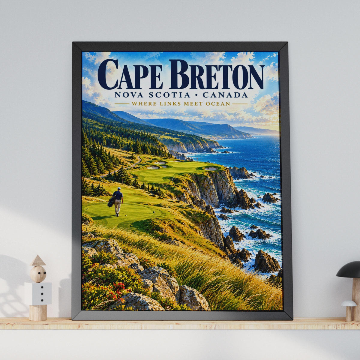 Cape Breton Nova Scotia Golf Poster, Coastal Links Course Art (Printed Poster)