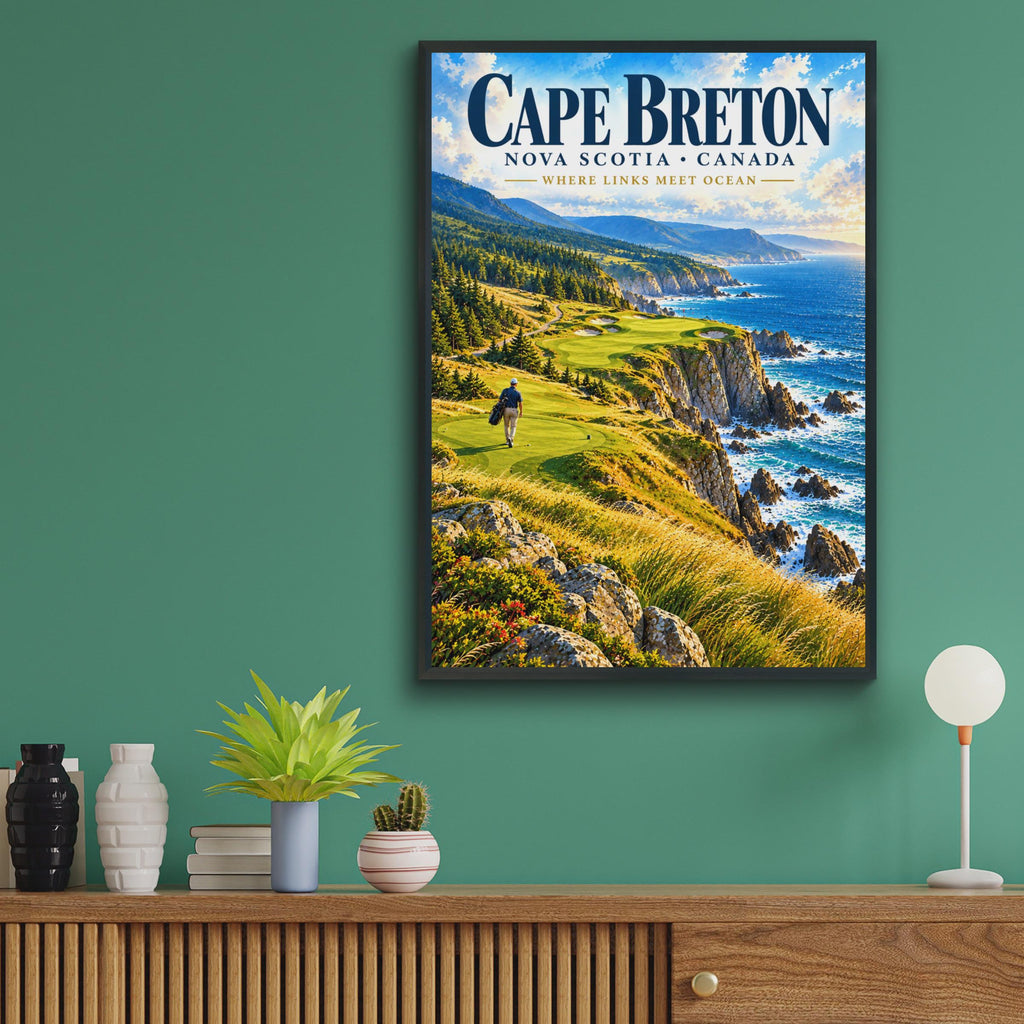 Cape Breton Nova Scotia Golf Poster, Coastal Links Course Art (Printed Poster)