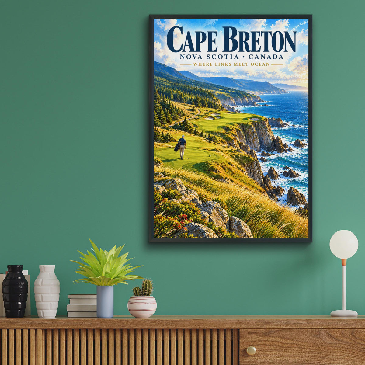 Cape Breton Nova Scotia Golf Poster, Coastal Links Course Art (Printed Poster)