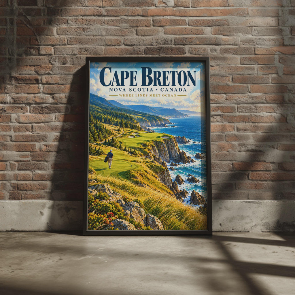 Cape Breton Nova Scotia Golf Poster, Coastal Links Course Art (Printed Poster)