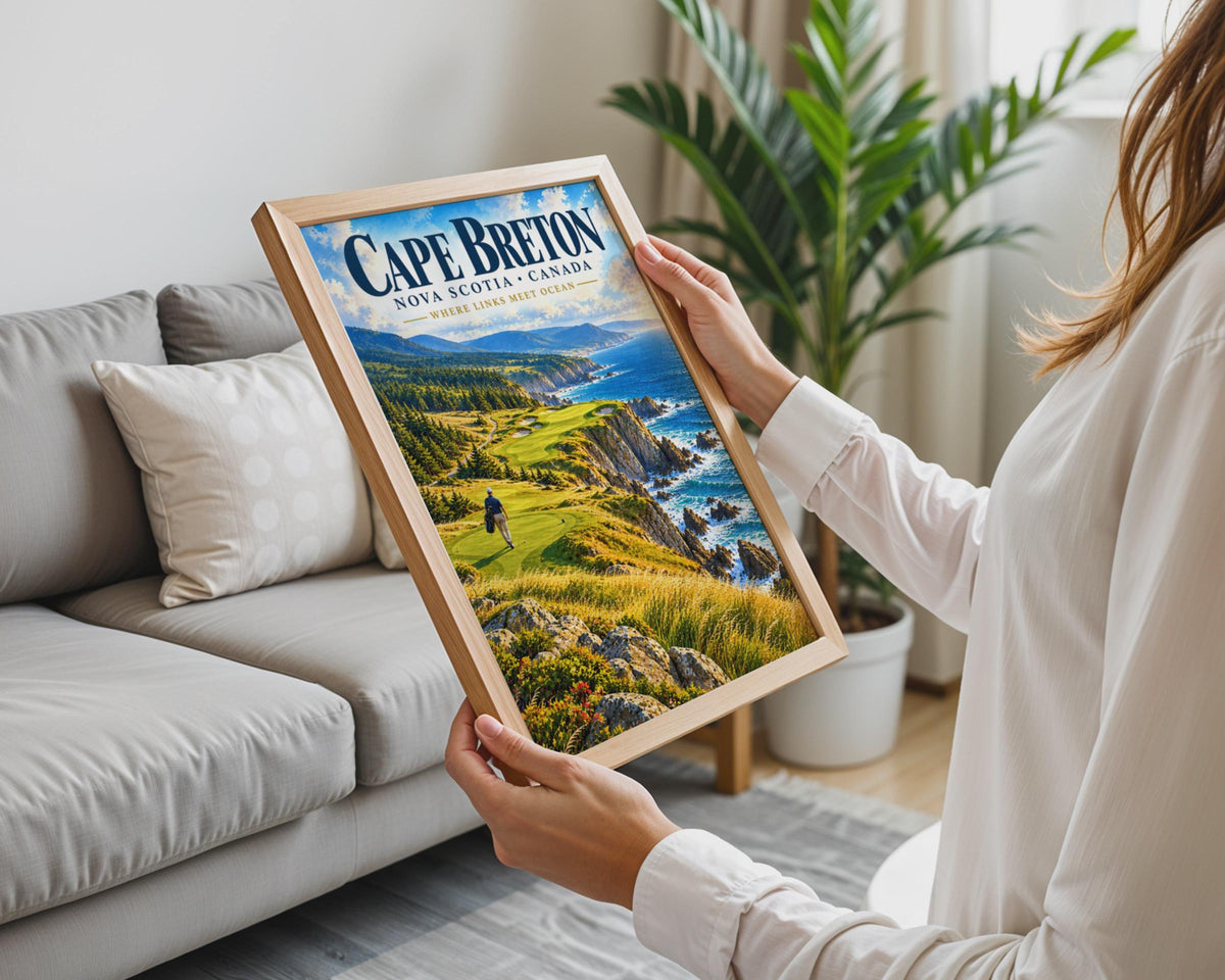 Cape Breton Nova Scotia Golf Poster, Coastal Links Course Art (Printed Poster)