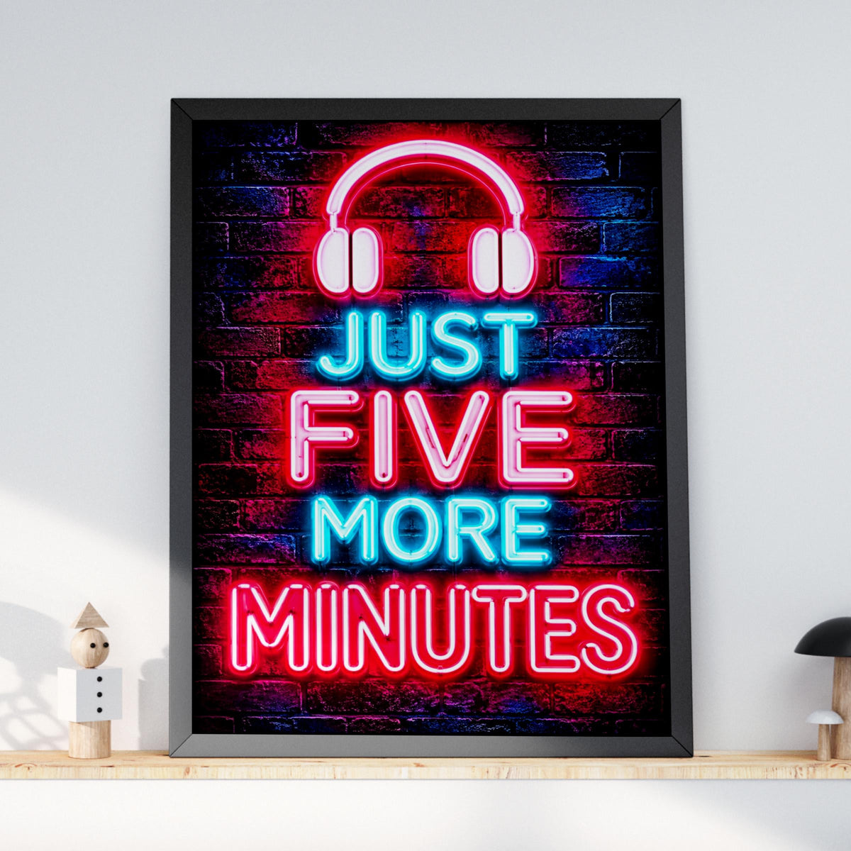 Neon Headphones Quote Print, Music Lover Wall Art (Ready to Frame)