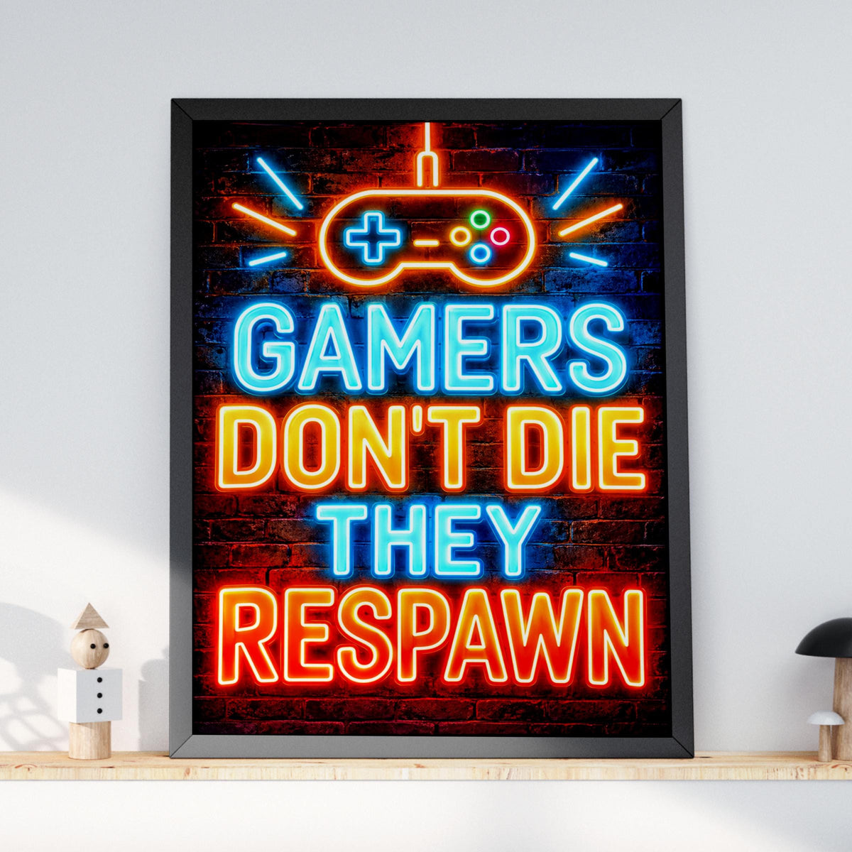 Neon Gamer Quote Print, Respawn Wall Art, Gaming Room Decor (Digital Download)