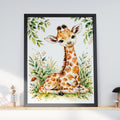 Watercolour Baby Giraffe Nursery Print, Safari Jungle Wall Art (Physical Print)