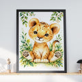 Watercolour Baby Lion Cub Nursery Print, Safari Jungle Wall Art (Physical Poster)