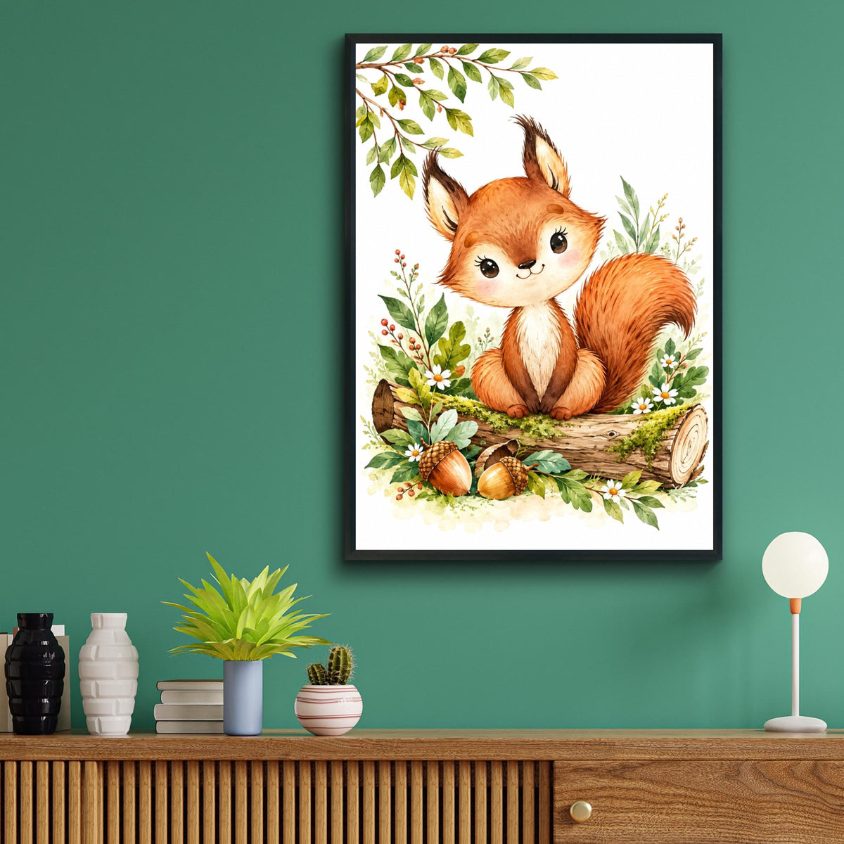 Watercolour Squirrel Nursery Print, Forest Nature Wall Art (A4)