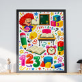 Colorful School Learning Poster, Kids Classroom Wall Art, Numbers Alphabet Print (Digital Download)