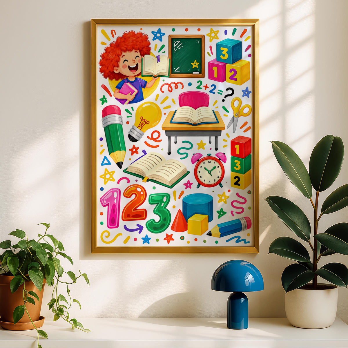 Colorful School Learning Poster, Kids Classroom Wall Art, Numbers Alphabet Print (Digital Download)