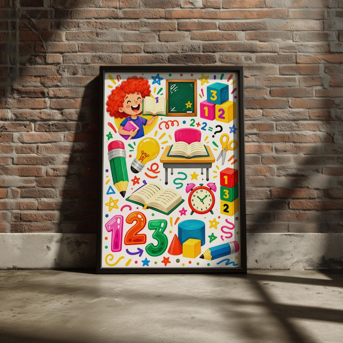 Colorful School Learning Poster, Kids Classroom Wall Art, Numbers Alphabet Print (Digital Download)