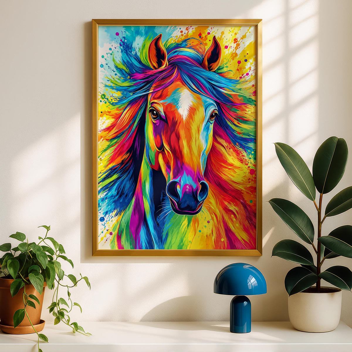 Rainbow Horse Pop Art Print, Bold Equine Wall Decor, Vibrant Animal Poster