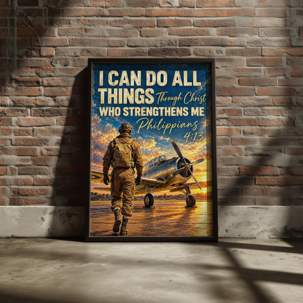 Philippians 4:13 Aviation Poster, Pilot Wall Art, Christian Faith Gift (Printed)