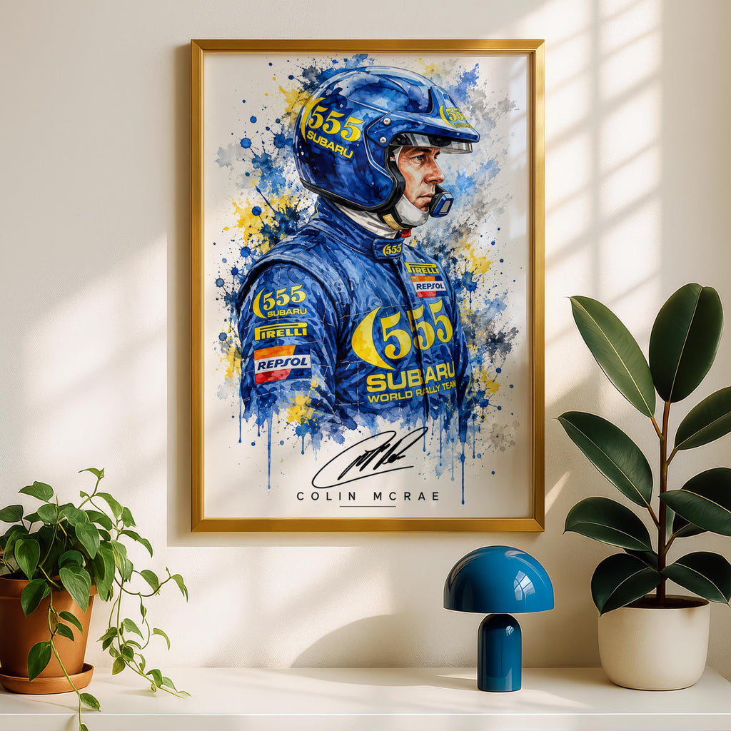 Colin McRae Watercolour Poster, Subaru World Rally Team Art (A4)
