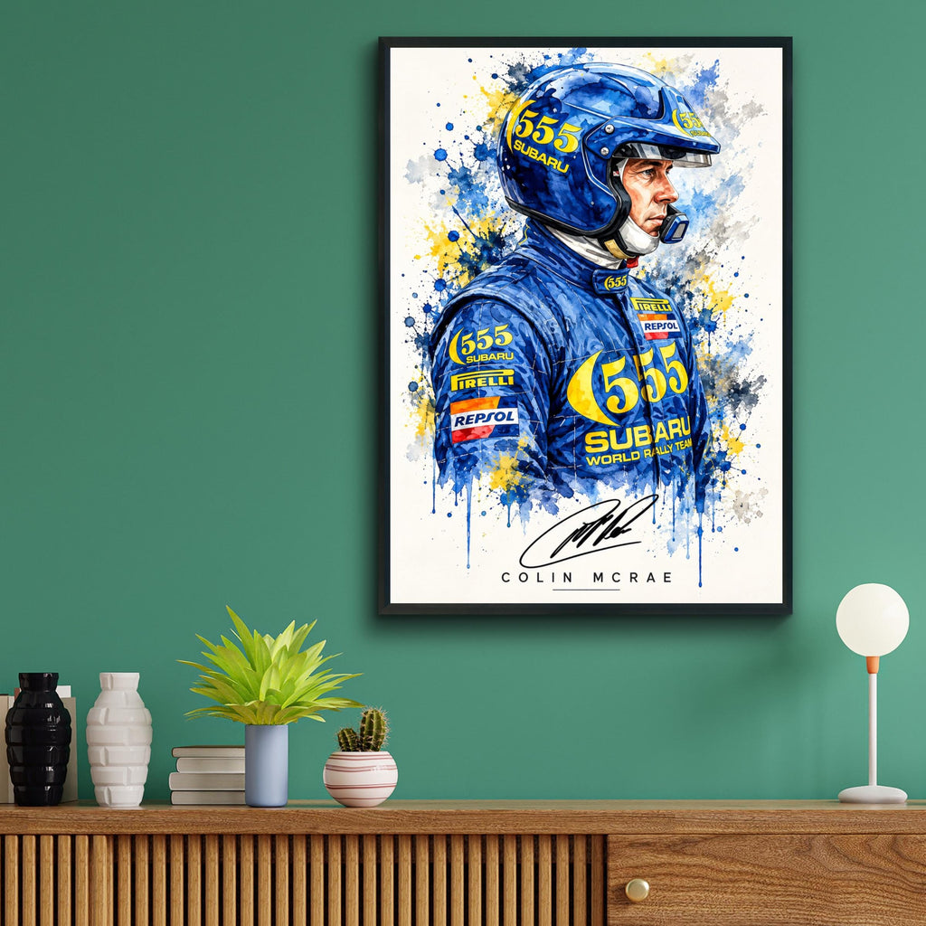 Colin McRae Watercolour Poster, Subaru World Rally Team Art (A4)