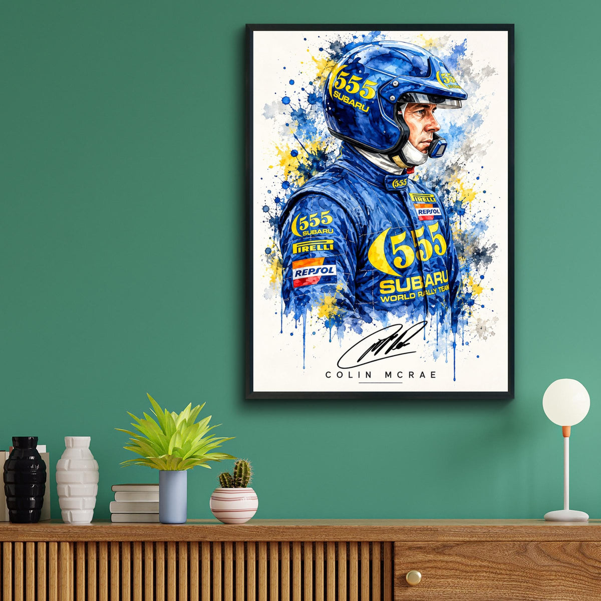Colin McRae Watercolour Poster, Subaru World Rally Team Art (A4)