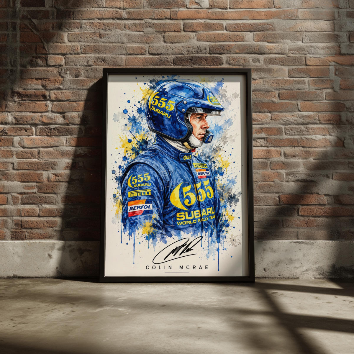Colin McRae Watercolour Poster, Subaru World Rally Team Art (A4)