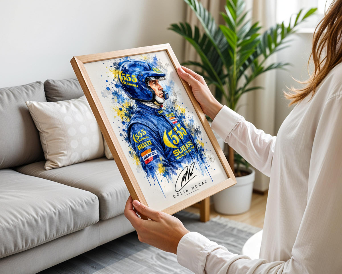 Colin McRae Watercolour Poster, Subaru World Rally Team Art (A4)