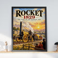 Stephenson's Rocket 1829 Steam Train Poster, Victorian Railway Art Print, Industrial Britain Wall Decor
