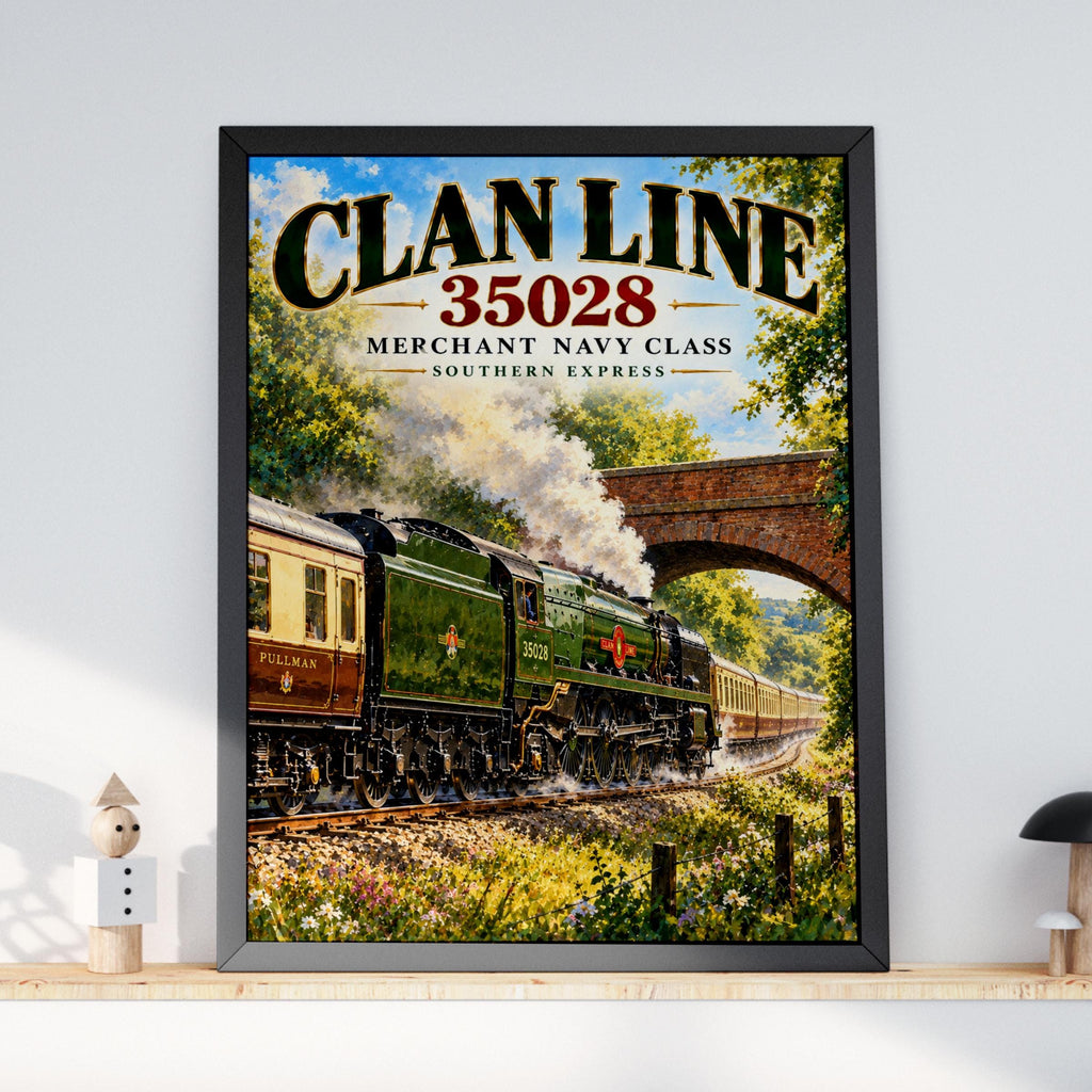 Clan Line 35028 Merchant Navy Class Steam Train Poster (A4)