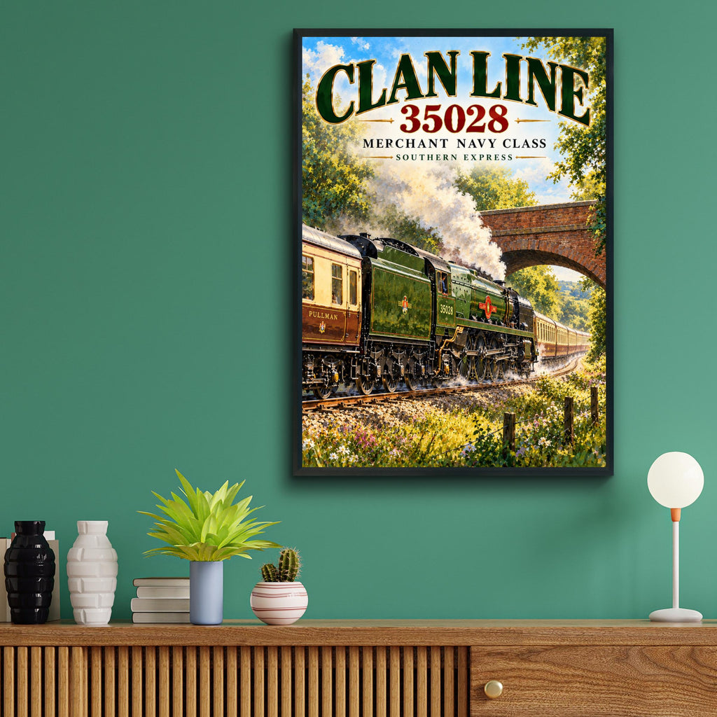 Clan Line 35028 Merchant Navy Class Steam Train Poster (A4)