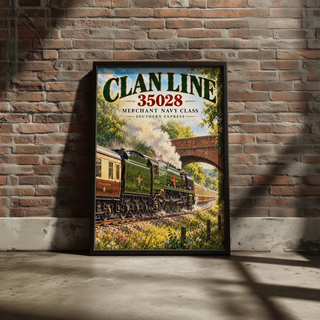 Clan Line 35028 Merchant Navy Class Steam Train Poster (A4)