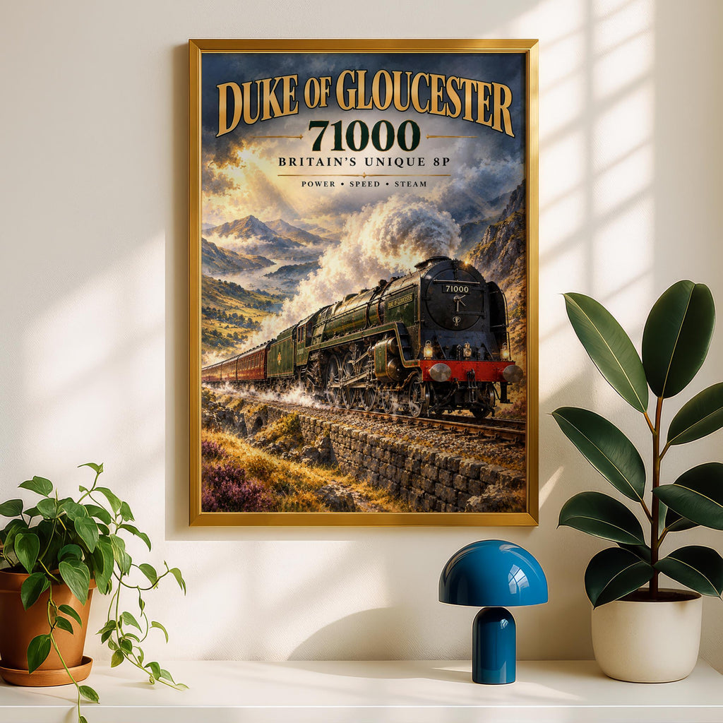 Duke of Gloucester 71000 Steam Train Poster, British Railways Art Print, Vintage Locomotive Wall Art
