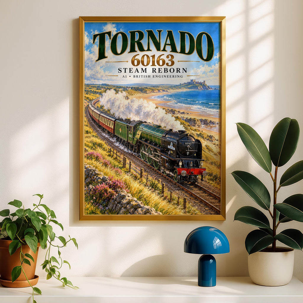 Tornado 60163 Steam Train Poster, British Railway Coastal Art (A1)