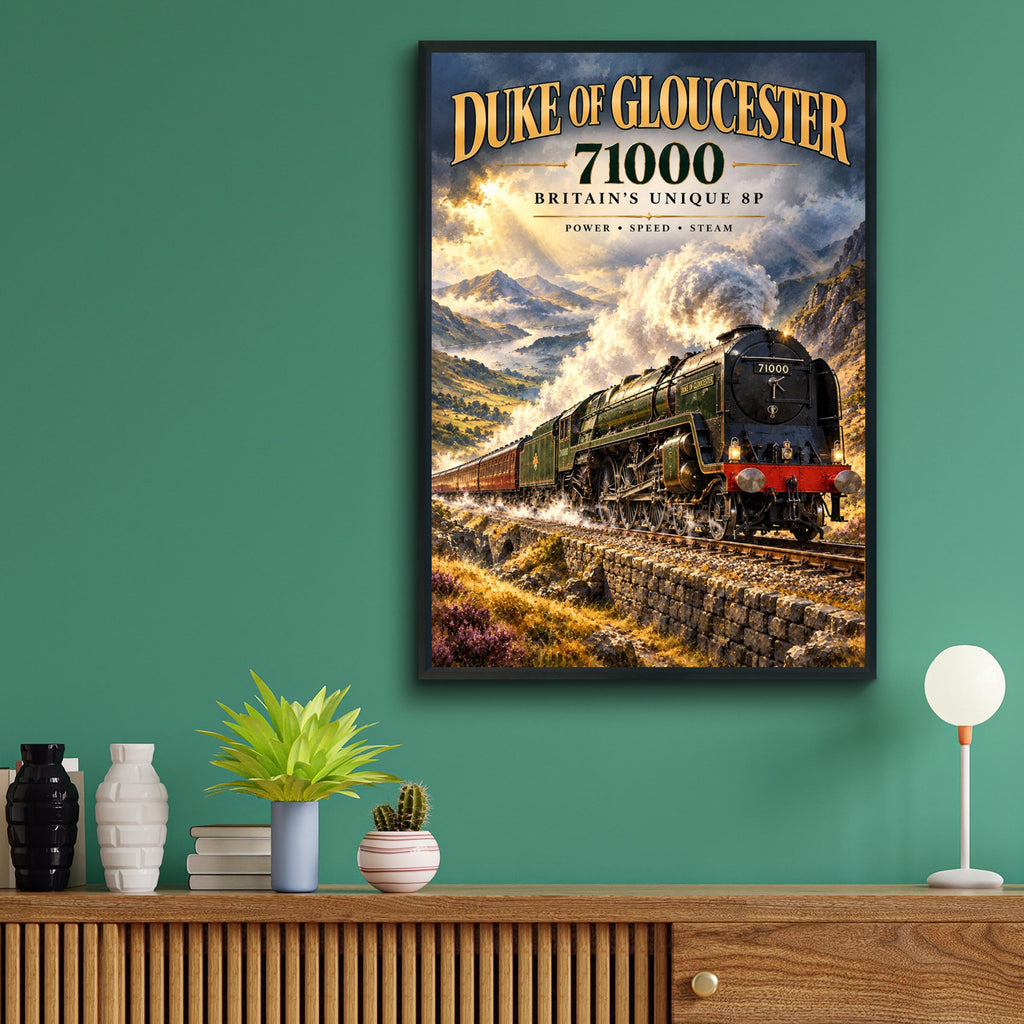 Duke of Gloucester 71000 Steam Train Poster, British Railways Art Print, Vintage Locomotive Wall Art