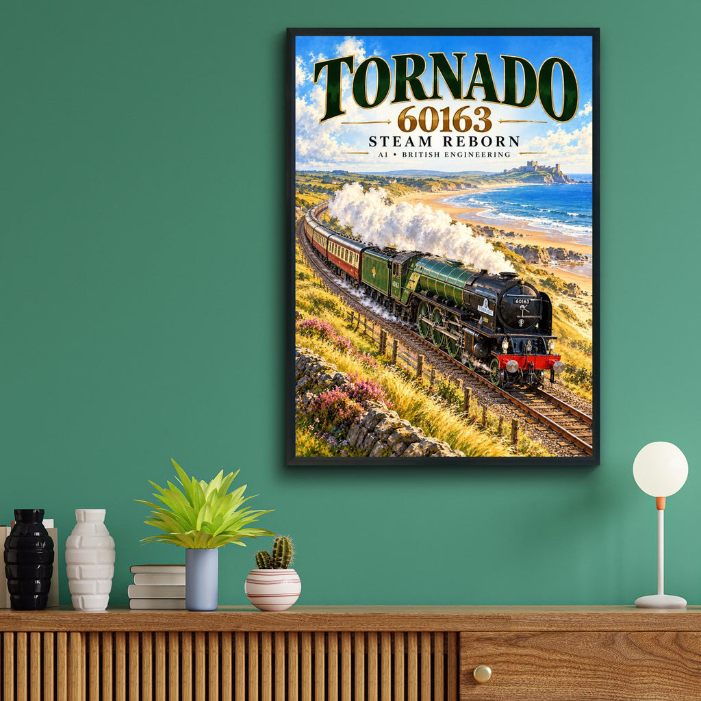 Tornado 60163 Steam Train Poster, British Railway Coastal Art (A1)