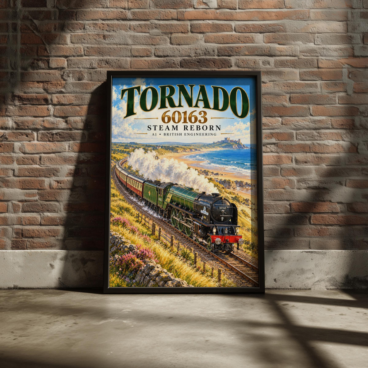 Tornado 60163 Steam Train Poster, British Railway Coastal Art (A1)