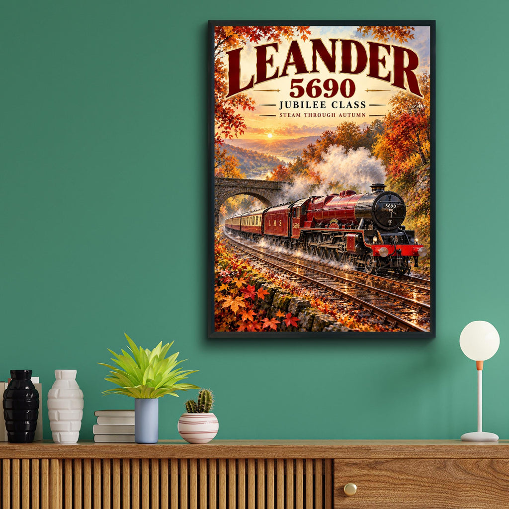 Leander 5690 Jubilee Class Steam Train Poster, Autumn Landscape Art Print (Digital Download)