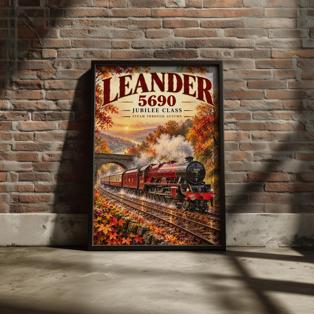 Leander 5690 Jubilee Class Steam Train Poster, Autumn Landscape Art Print (Digital Download)