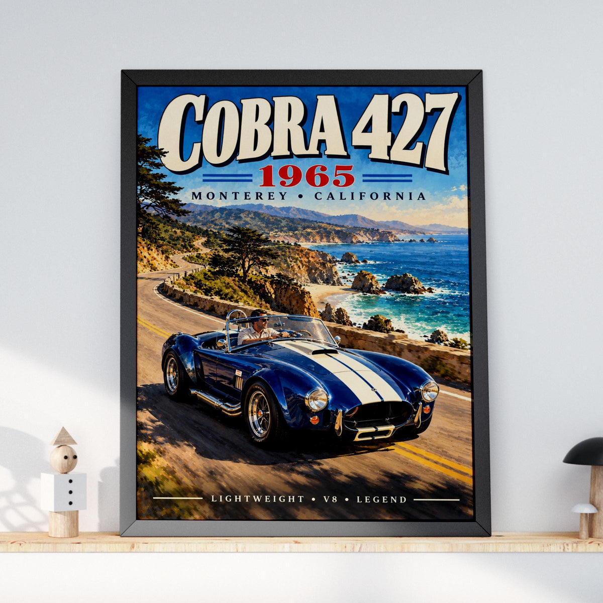 1965 Shelby Cobra 427 Poster, Monterey California Coastal Highway Art (Print)