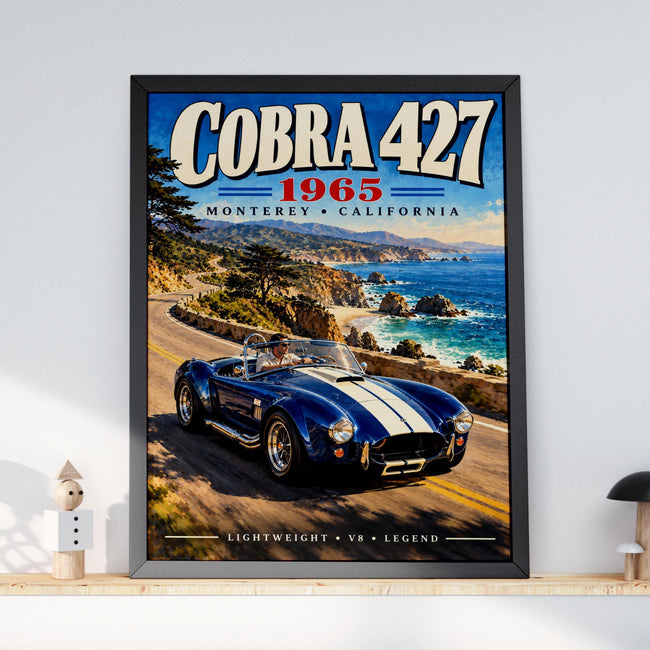 1965 Shelby Cobra 427 Poster, Monterey California Coastal Highway Art (Print)