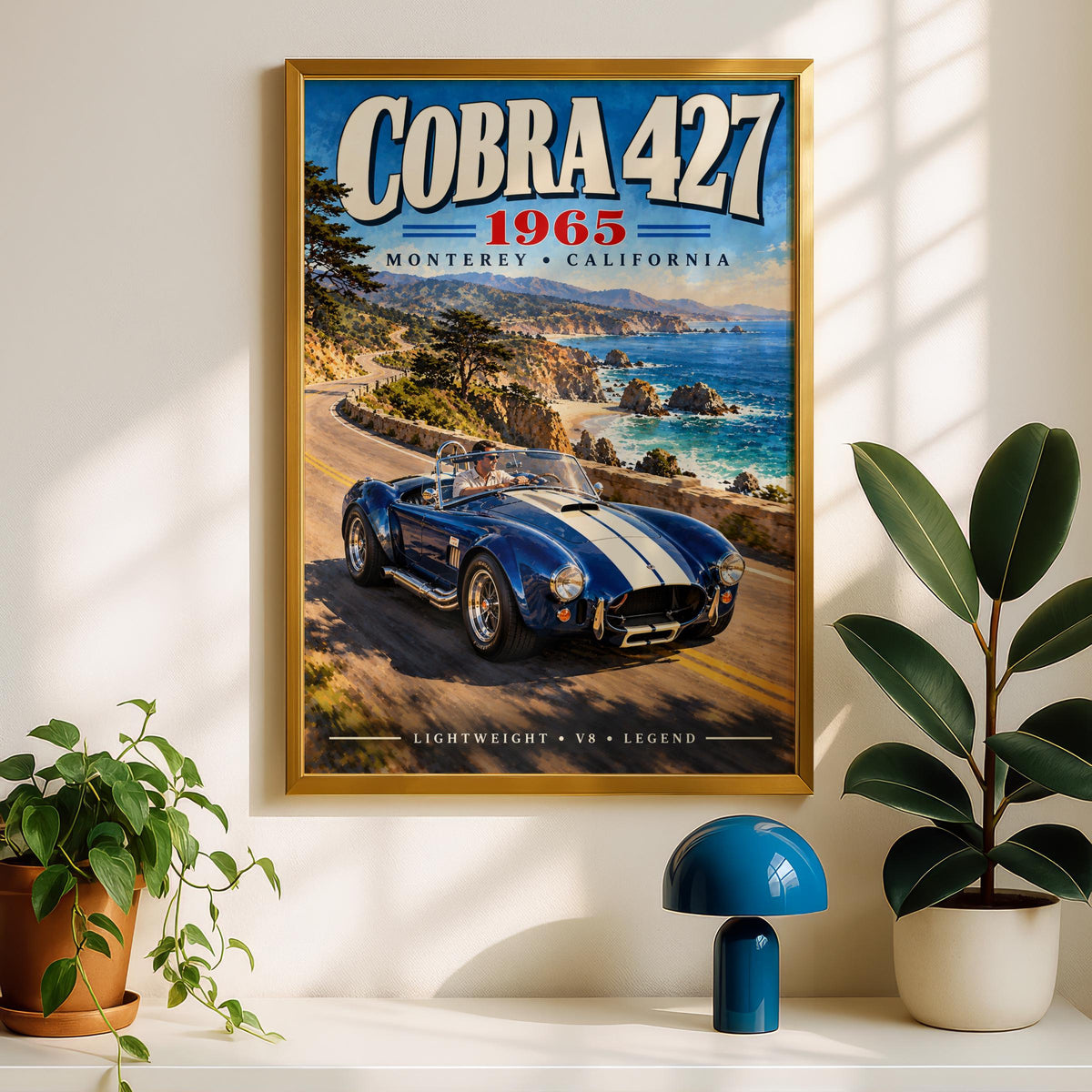 1965 Shelby Cobra 427 Poster, Monterey California Coastal Highway Art (Print)