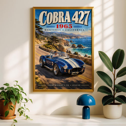 1965 Shelby Cobra 427 Poster, Monterey California Coastal Highway Art (Print)