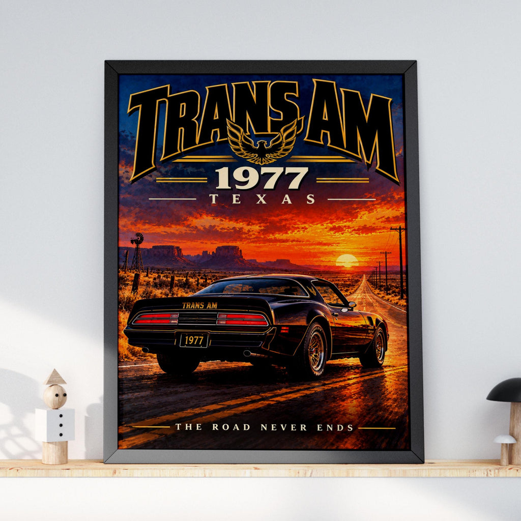 1977 Pontiac Trans Am Poster, Texas Sunset Muscle Car Art (Print)