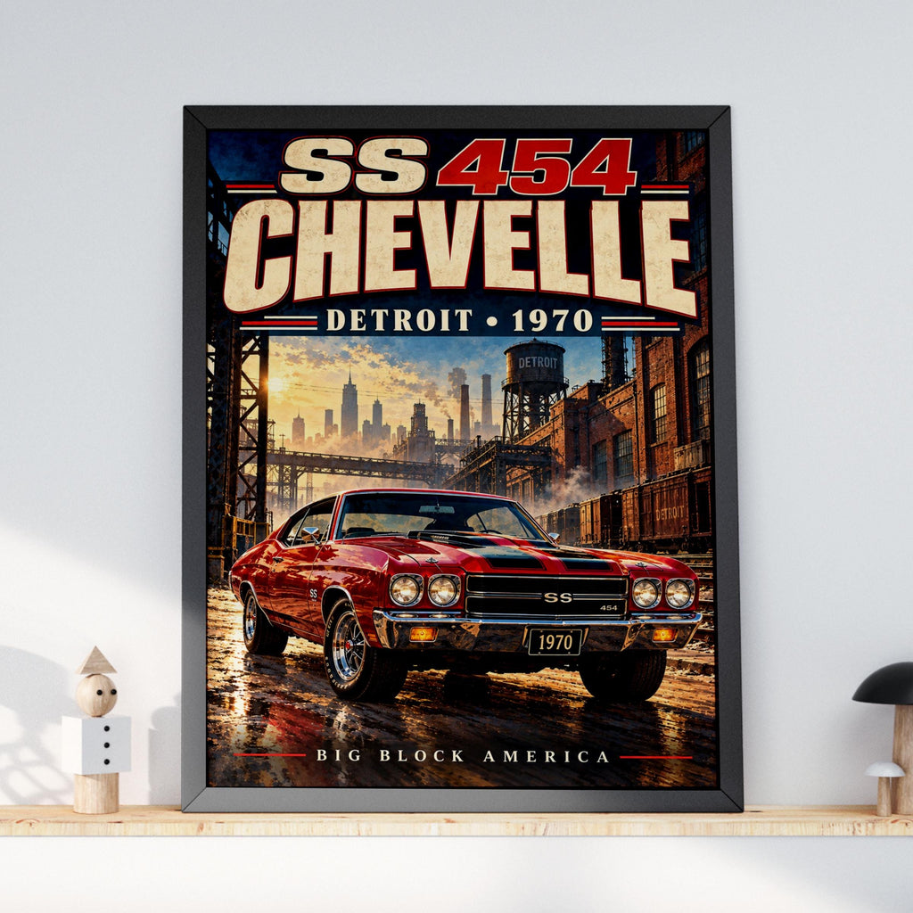 1970 Chevelle SS454 Muscle Car Poster, Detroit Big Block America Print (Physical)