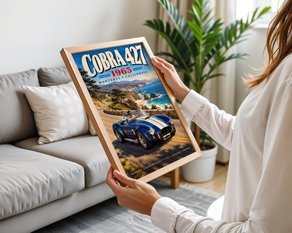 1965 Shelby Cobra 427 Poster, Monterey California Coastal Highway Art (Print)