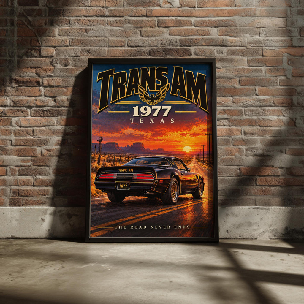 1977 Pontiac Trans Am Poster, Texas Sunset Muscle Car Art (Print)