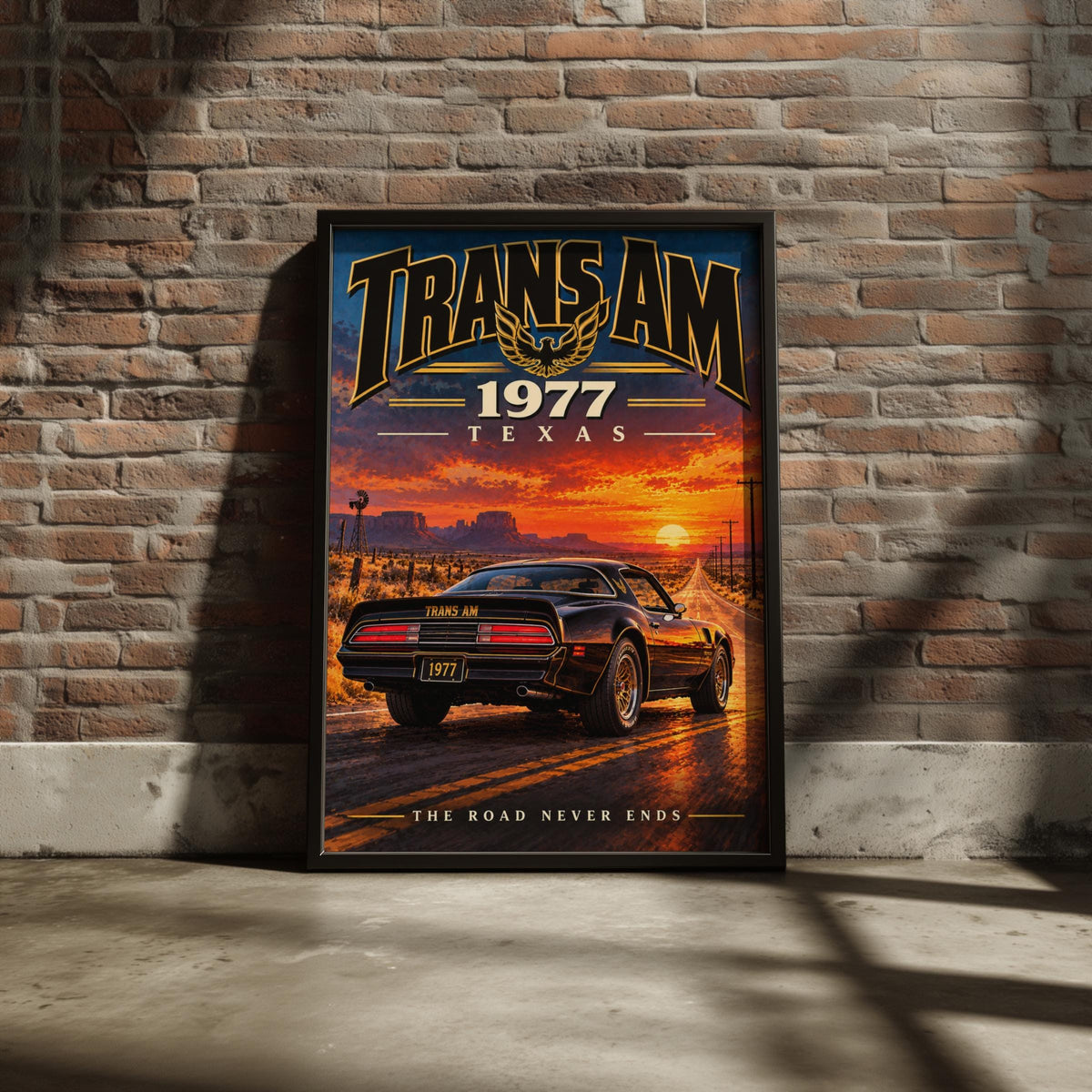 1977 Pontiac Trans Am Poster, Texas Sunset Muscle Car Art (Print)