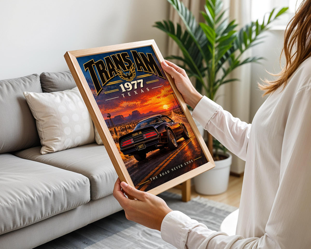 1977 Pontiac Trans Am Poster, Texas Sunset Muscle Car Art (Print)