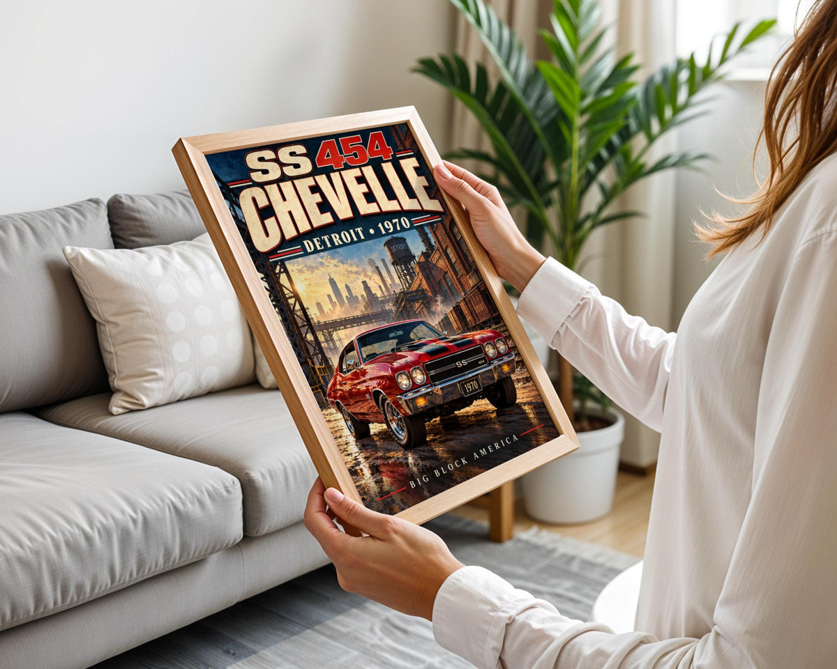 1970 Chevelle SS454 Muscle Car Poster, Detroit Big Block America Print (Physical)