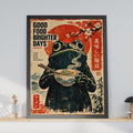 Vintage Frog Ramen Poster, Japanese Ukiyo-e Style Wall Art (A4)