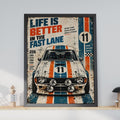 Retro Racing Car Poster, Vintage Garage Wall Art, Motorsport Gift (Print)