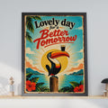 Retro Toucan Beer Poster, Tropical Sunrise, Humorous Quote Wall Art (Printed to Order)