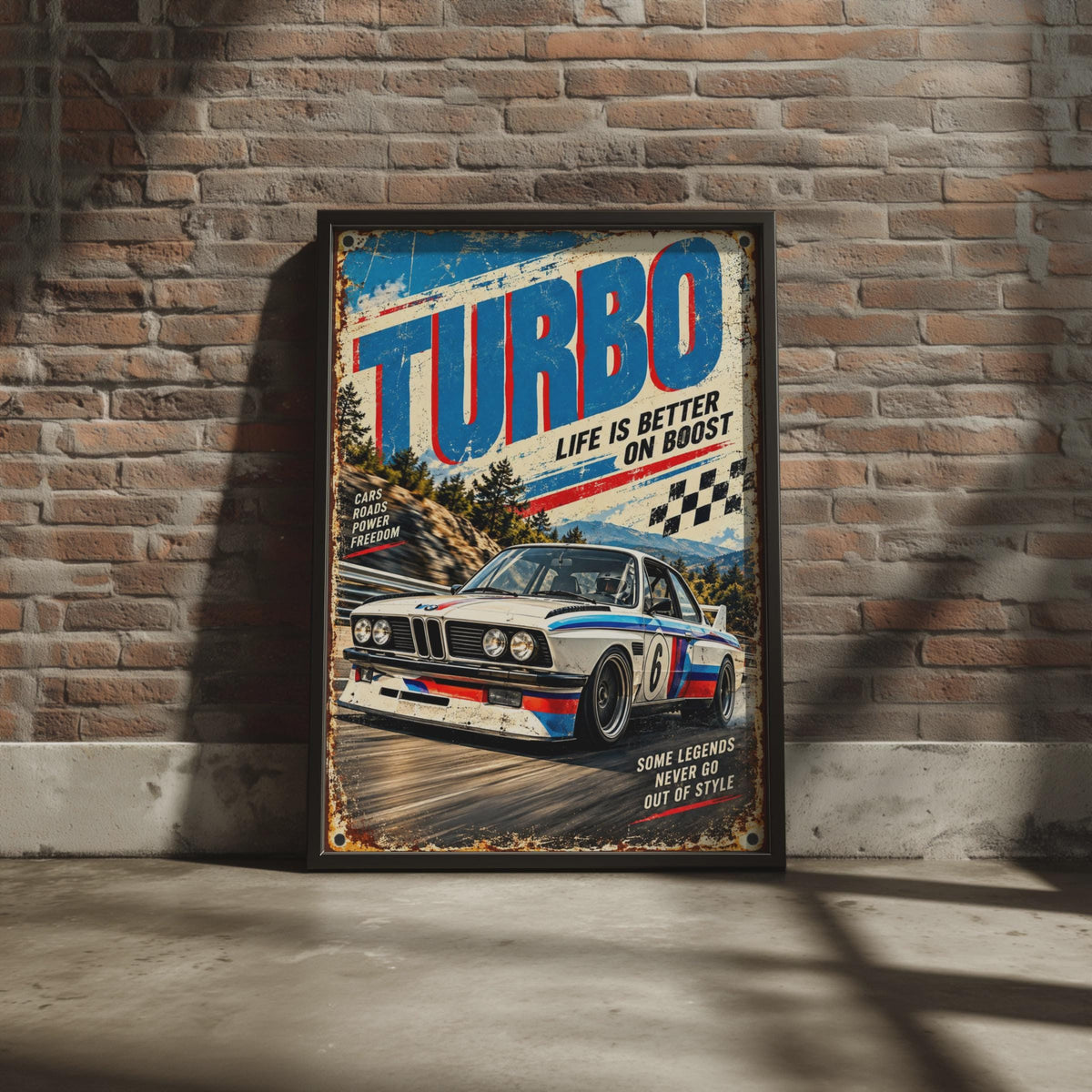 Vintage BMW Turbo Racing Poster, Retro Motorsport Wall Art (Digital Print)