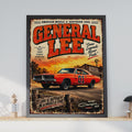 General Lee 1969 Dodge Charger Poster, Dukes of Hazzard Retro Wall Art (A4)