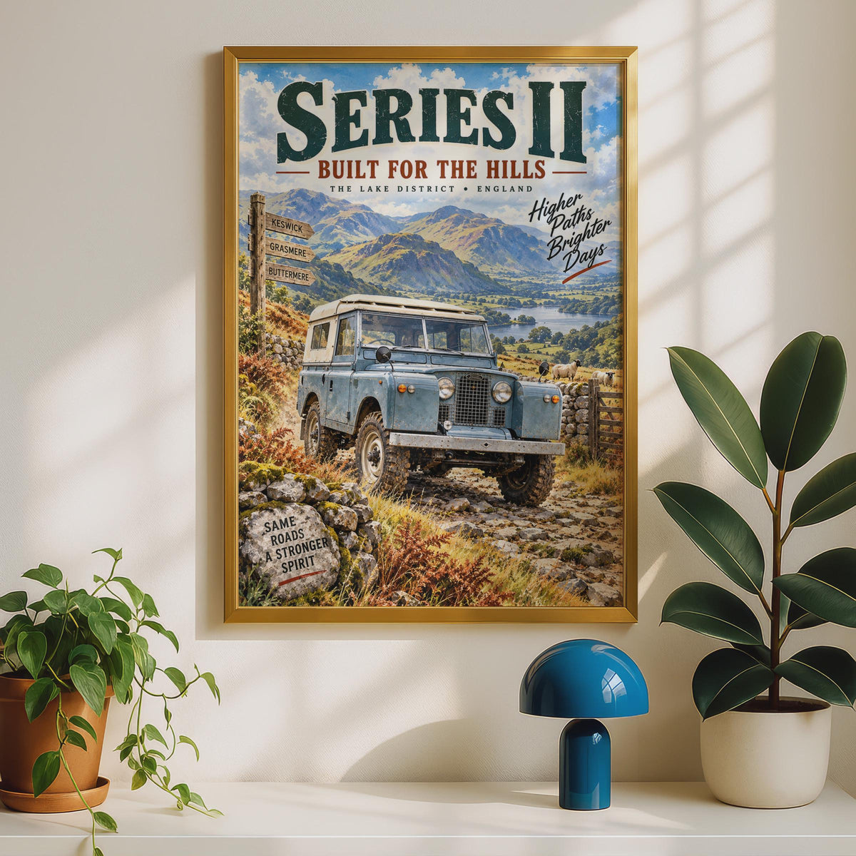 Land Rover Series II Lake District Poster, Vintage Wall Art, England Gift
