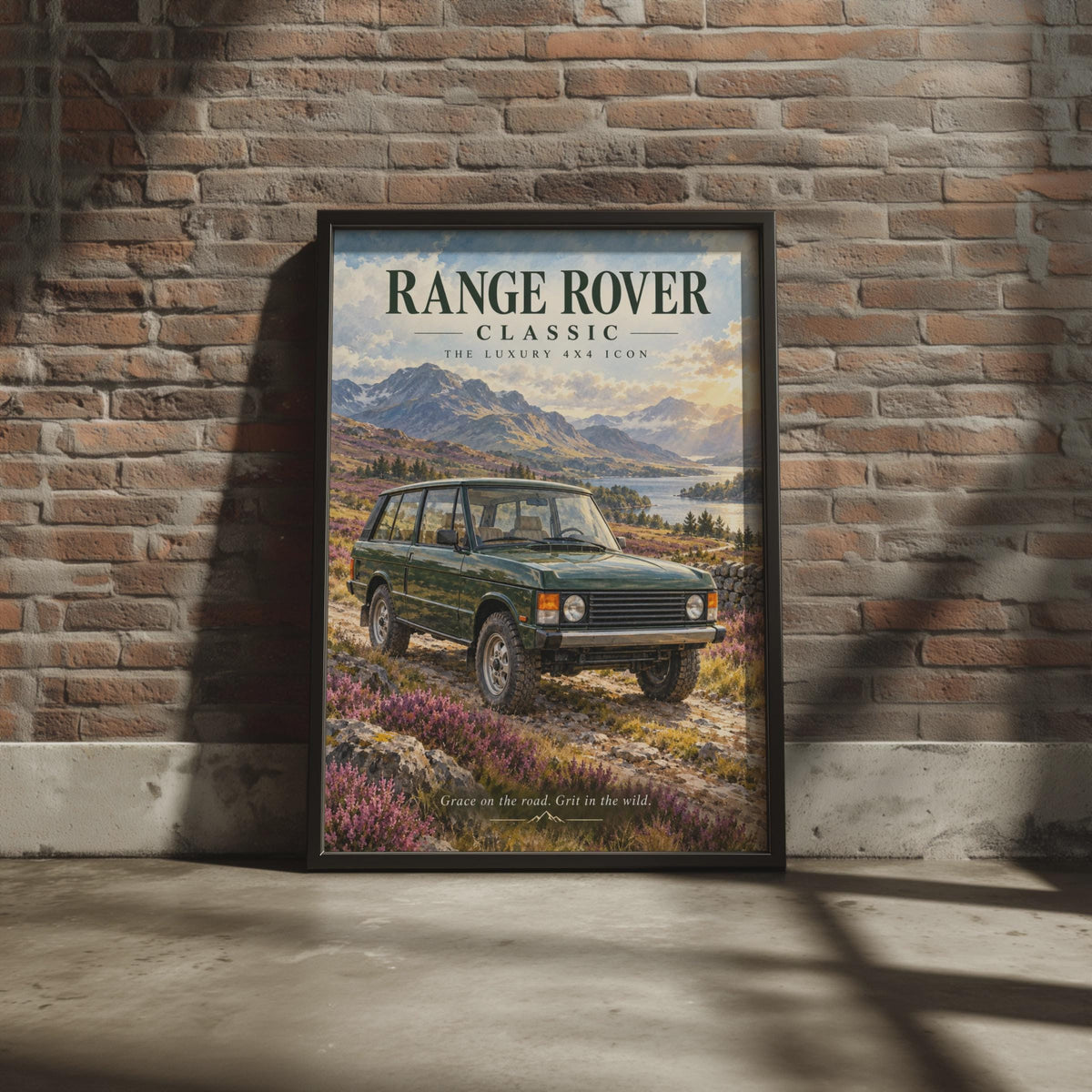 Range Rover Classic Poster, Luxury 4x4 Icon, Scottish Highlands Landscape (Print)